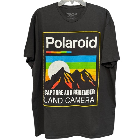 Polaroid XL Black Retro Land Camera Graphic Tee T-Shirt - Picture 1 of 4